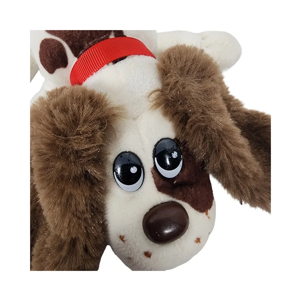 Pound Puppies Plush Dog‎ Stuffed Animal Red Collar Brown Spots